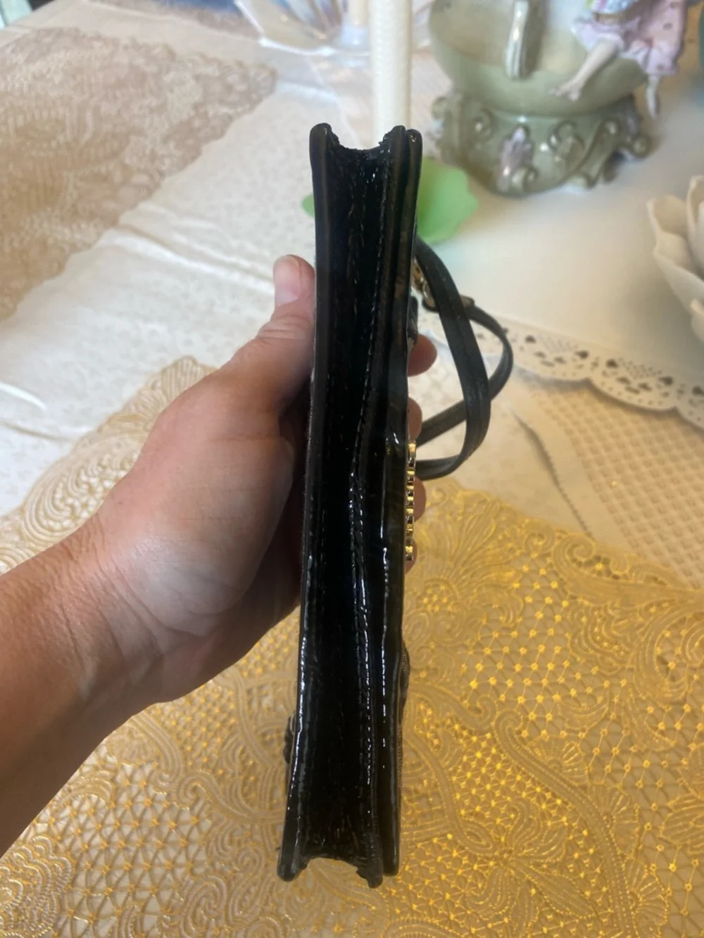 Coach Leopard Print Wristlet Wallet | Signature Canvas & Patent Leather Trim - Picture 7 of 15